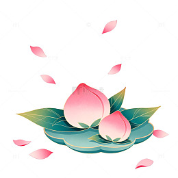 卡通风格桃花插画设计元素
