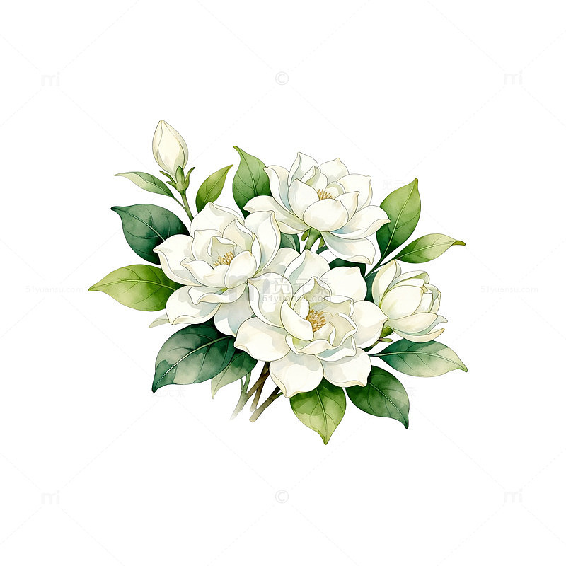 水彩栀子花插画素材