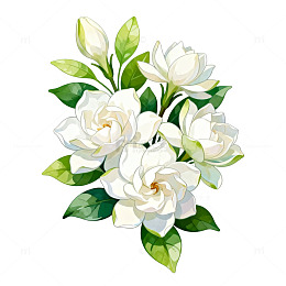 清新花卉插画栀子花素材