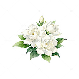 水彩栀子花艺术插画设计素材