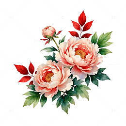 水墨风牡丹花卉插画设计素材