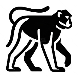 黑色剪影猴子图案设计元素