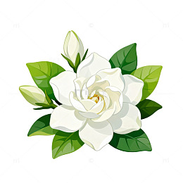 插画风格栀子花设计素材