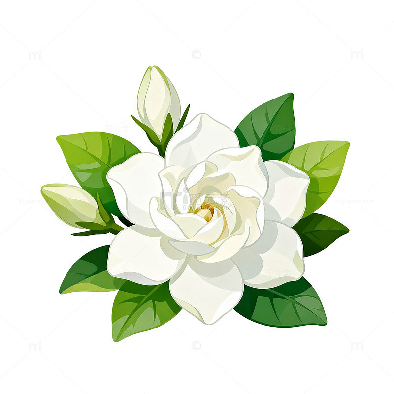 插画风格栀子花设计素材