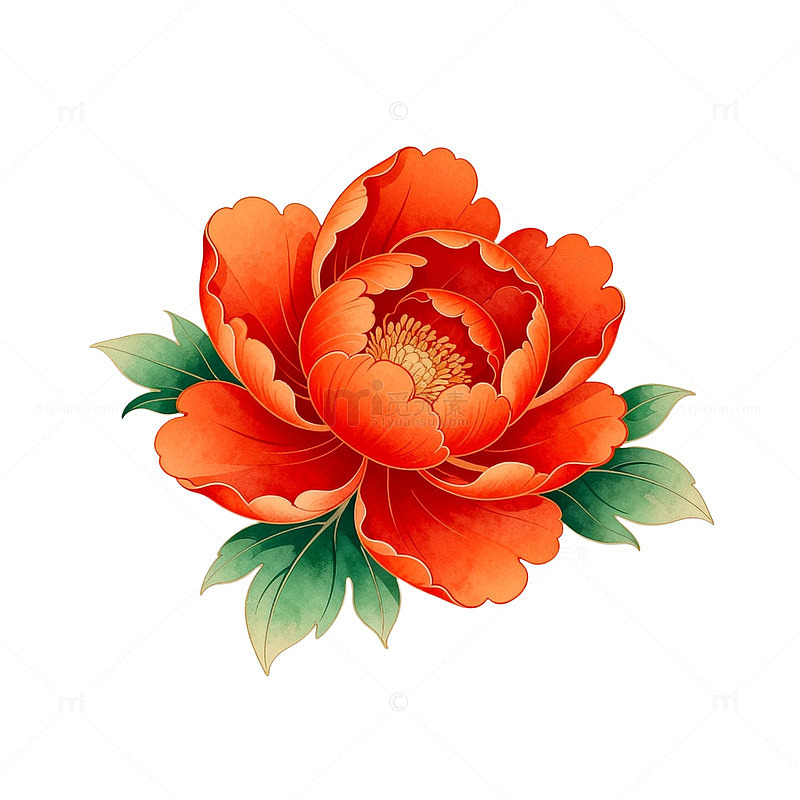 手绘牡丹花插画设计素材