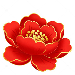 红色牡丹花图案装饰元素
