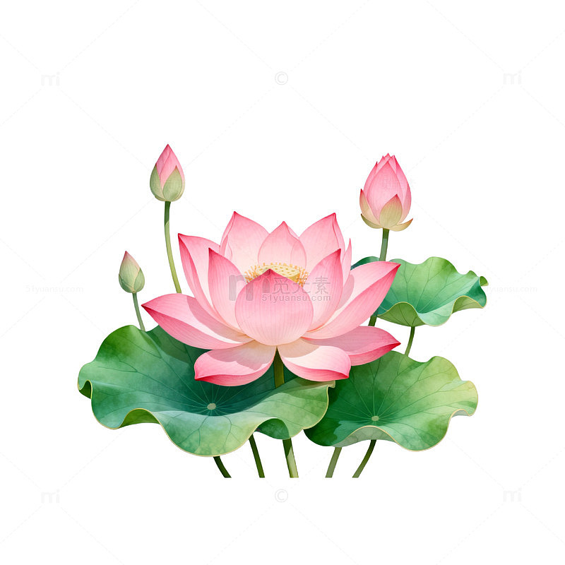 水彩荷花插画素材