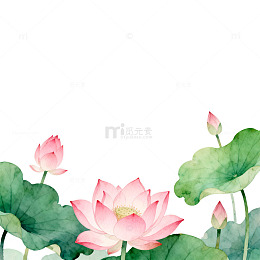 水彩荷花淡雅背景设计素材