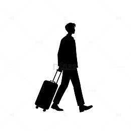 简约剪影旅行者行李图标