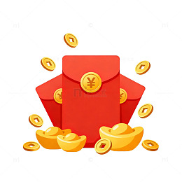 红包金币喜庆插画素材