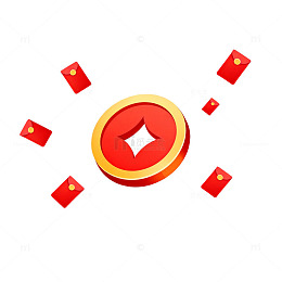 红金色调红包金币插画设计素材
