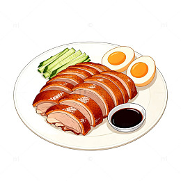 美食插画烤鸭配酱料
