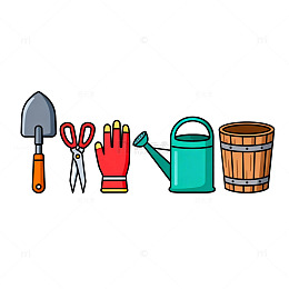 卡通园艺工具插画