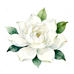 水彩栀子花插画装饰图案