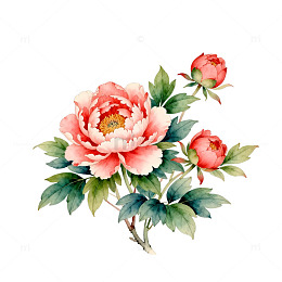 水彩牡丹花卉插画素材