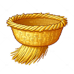 编织篮满装麦穗插画素材