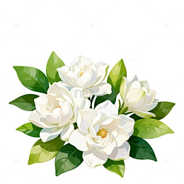 插画风格栀子花装饰素材