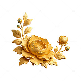 金色牡丹花卉图案装饰设计素材