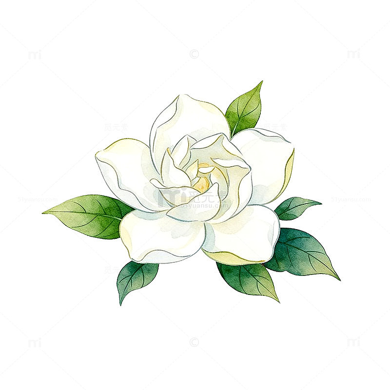 手绘白色玫瑰花矢量插画