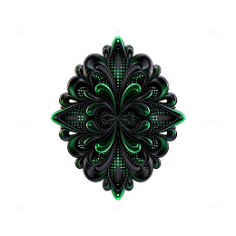 绿黑花纹对称图案装饰素材