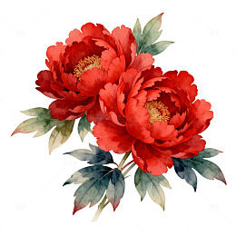 水彩牡丹花卉插画