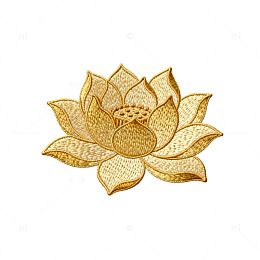 金色莲花装饰图案刺绣设计