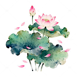 水墨风荷花国画艺术装饰画