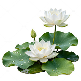 清新白荷水生植物插画