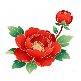 传统风格红花剪纸艺术图案