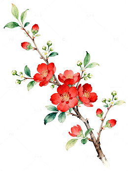 水彩海棠花插画设计素材