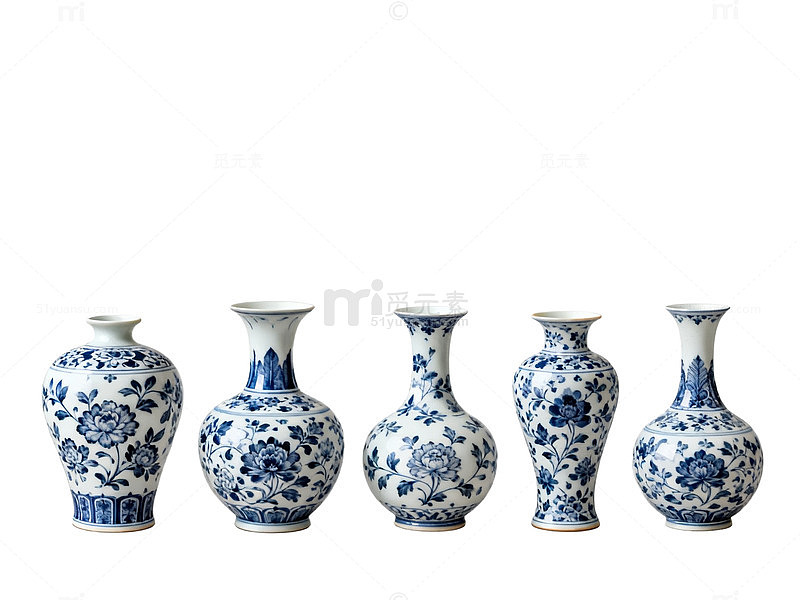 青花瓷花瓶装饰图案设计素材
