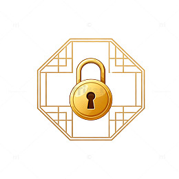 金色锁图标设计元素