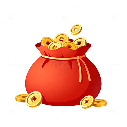 卡通金币袋财富图标设计元素