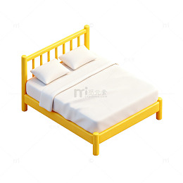 简约黄色床模型玩具