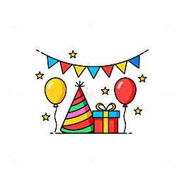 卡通风格生日庆祝设计元素