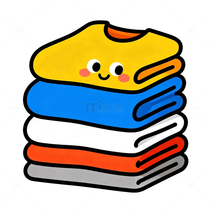 卡通风格叠衣服图案设计素材