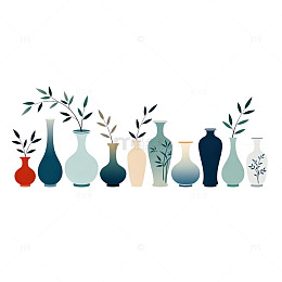 简约风格花瓶插画设计素材