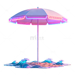 霓虹海滩伞数字艺术