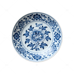 青花瓷盘云纹装饰图案