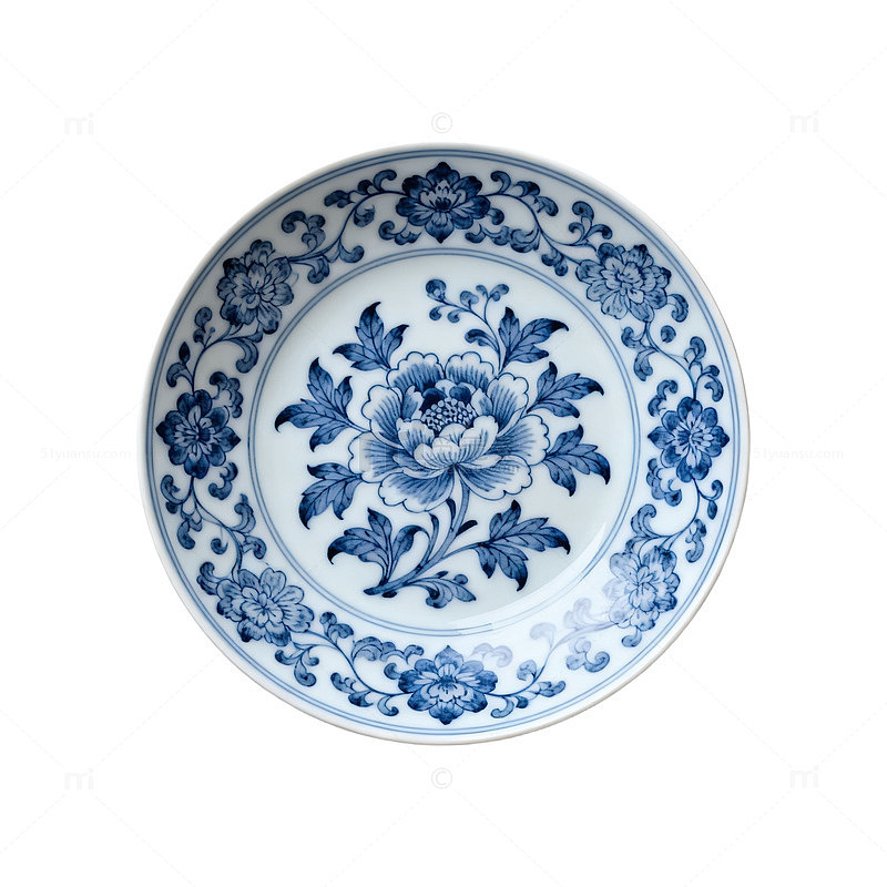 青花瓷盘云纹装饰图案
