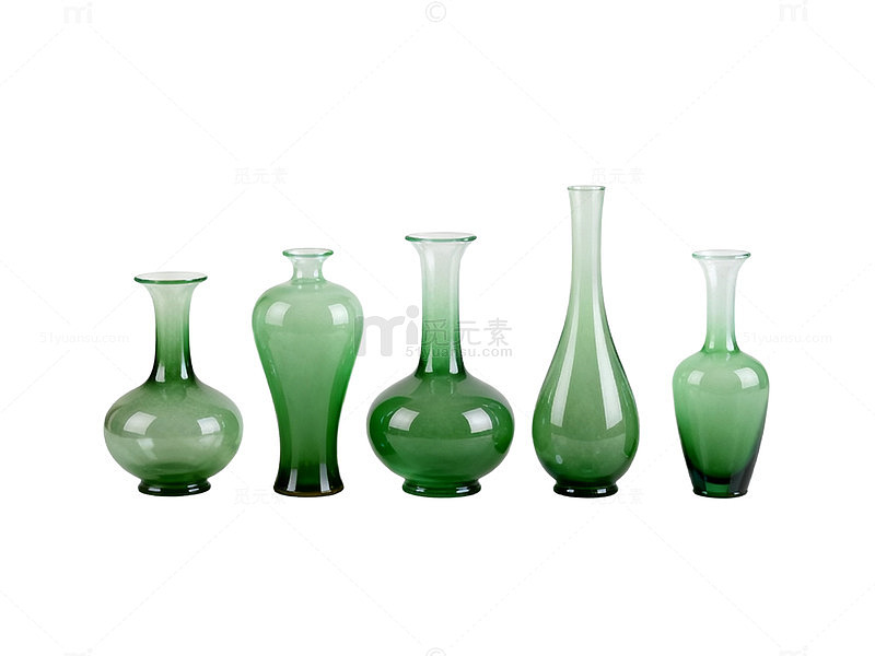 绿玻花瓶艺术装饰设计素材