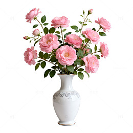 清新典雅粉色花瓶插花装饰