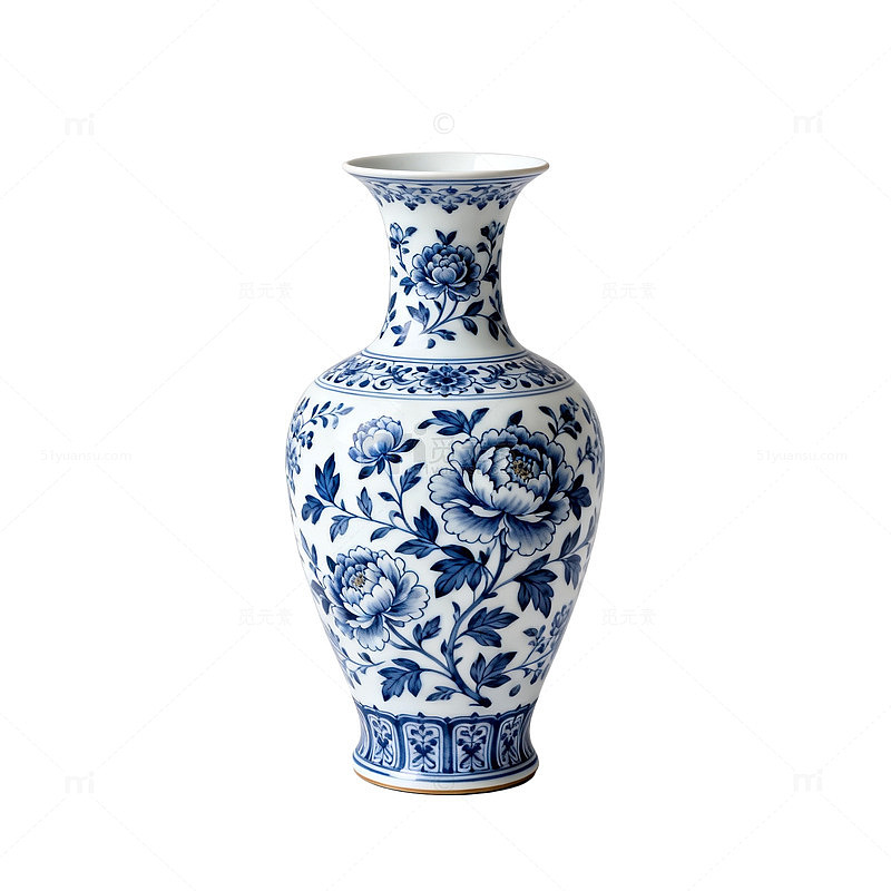 青花瓷花瓶装饰图案设计元素