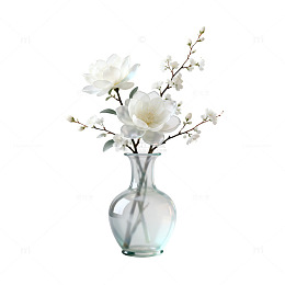 简约花瓶白花装饰画