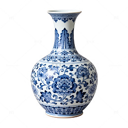 青花瓷花瓶图案装饰设计元素