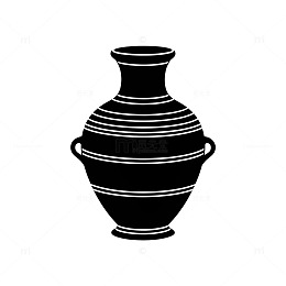 简约黑白陶罐图案