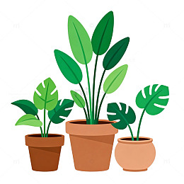 卡通植物盆栽插画设计素材
