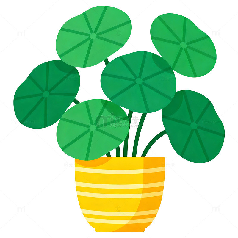 卡通风格绿植盆栽矢量图