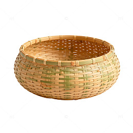 竹编圆形篮筐手工编织工艺品
