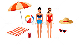夏日海滩度假插画设计素材